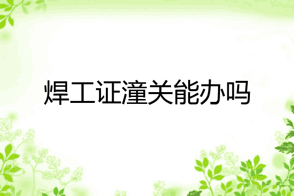 焊工证潼关能办吗