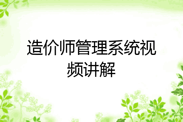 造价师管理系统视频讲解