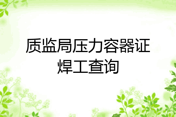 质监局压力容器证焊工查询