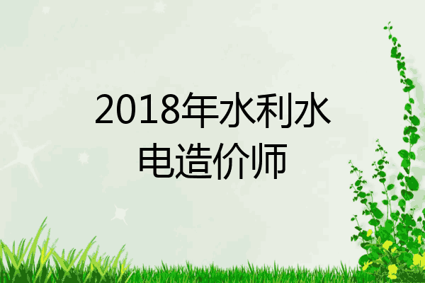 2018年水利水电造价师