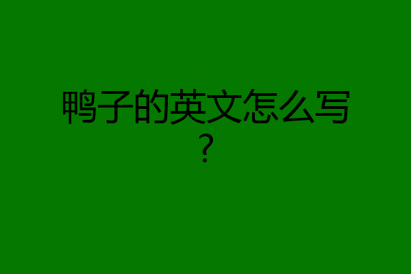 鸭子的英文怎么写?