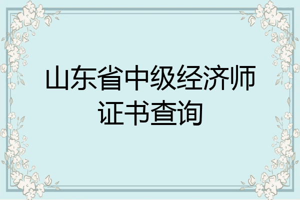 山东省中级经济师证书查询