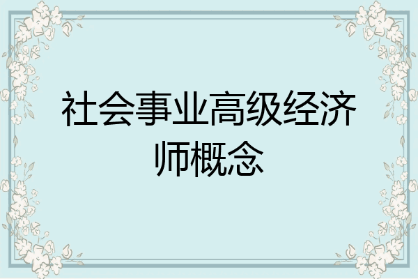 社会事业高级经济师概念
