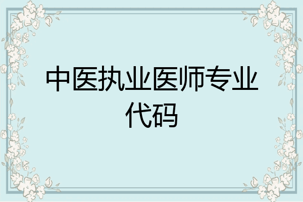 中医执业医师专业代码