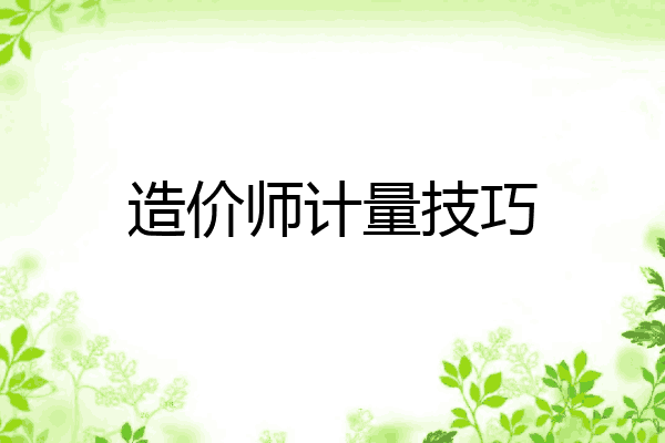 造价师计量技巧