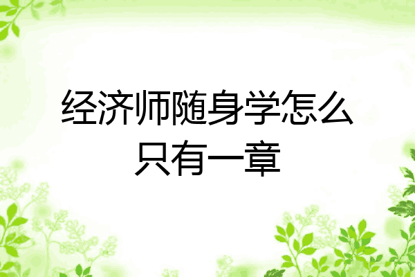 经济师随身学怎么只有一章