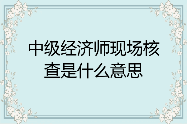 中级经济师现场核查是什么意思