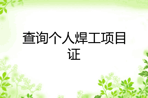 查询个人焊工项目证