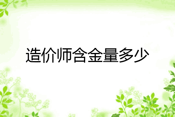造价师含金量多少