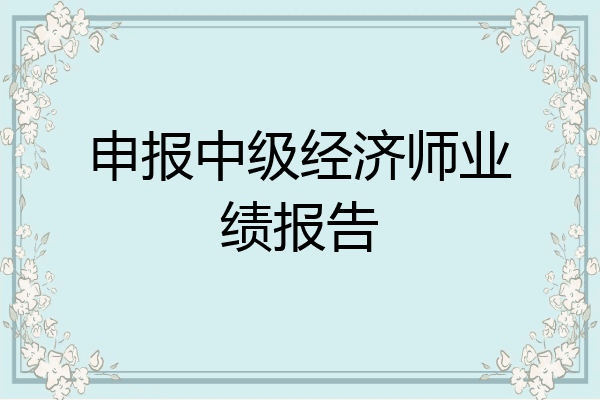 申报中级经济师业绩报告
