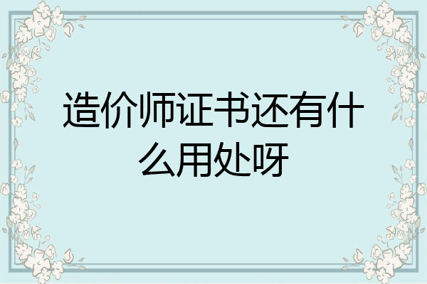 造价师证书还有什么用处呀