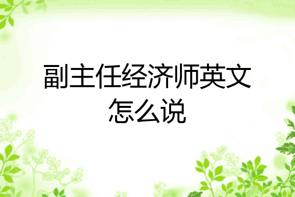 副主任经济师英文怎么说