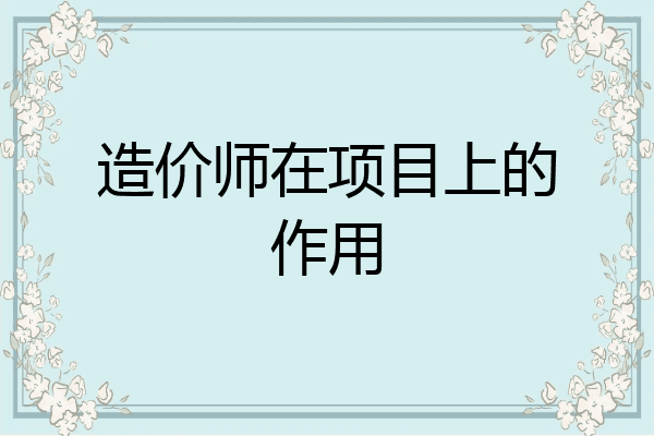 造价师在项目上的作用