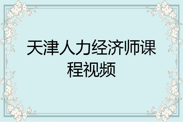 天津人力经济师课程视频