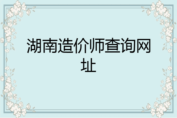 湖南造价师查询网址