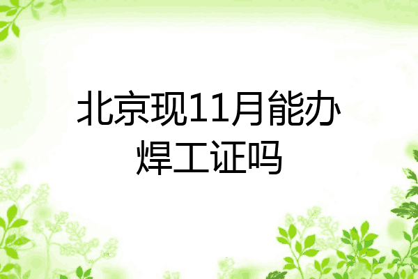 北京现11月能办焊工证吗