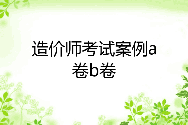 造价师考试案例a卷b卷