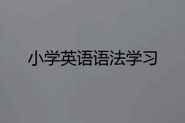 小学英语语法学习