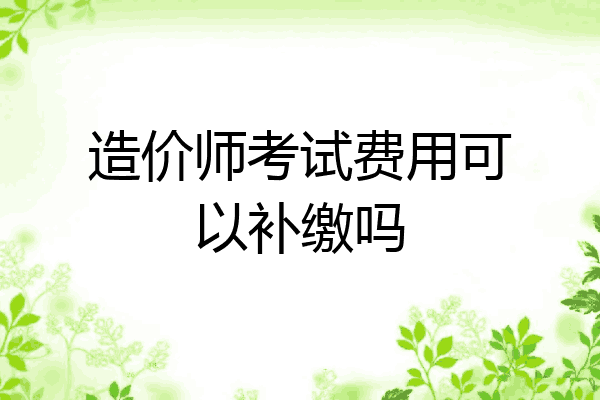 造价师考试费用可以补缴吗