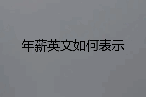 年薪英文如何表示