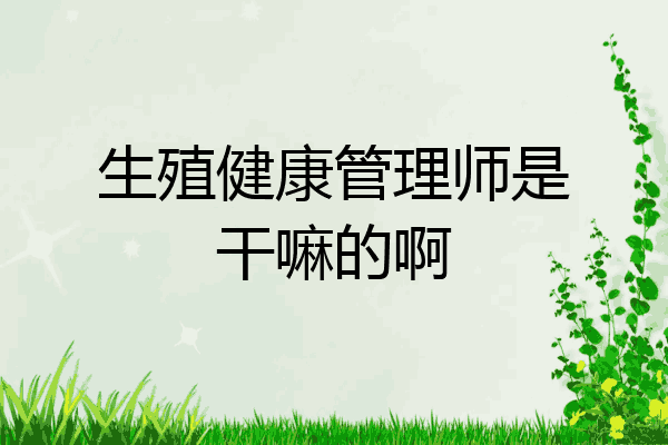 生殖健康管理师是干嘛的啊
