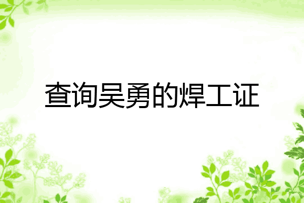 查询吴勇的焊工证