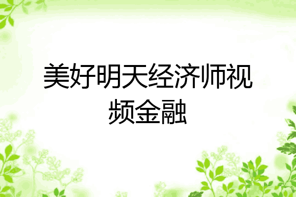 美好明天经济师视频金融