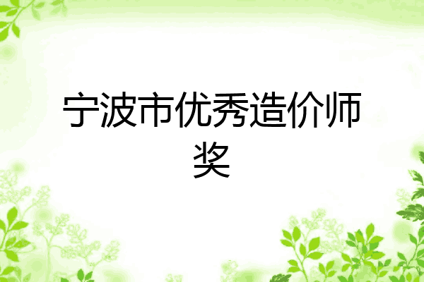 宁波市优秀造价师奖