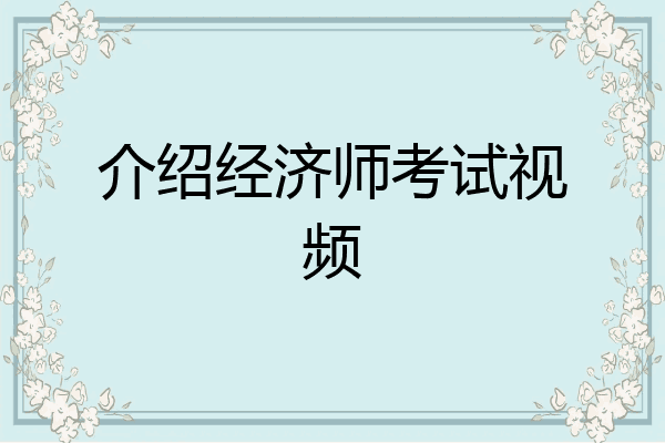 介绍经济师考试视频