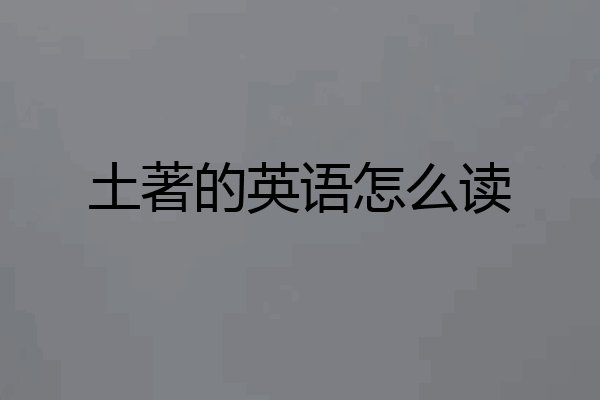 土著的英语怎么读