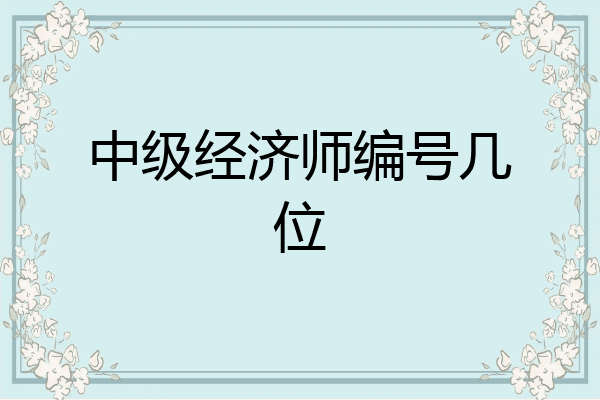 中级经济师编号几位