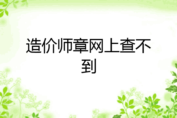 造价师章网上查不到