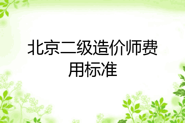 北京二级造价师费用标准