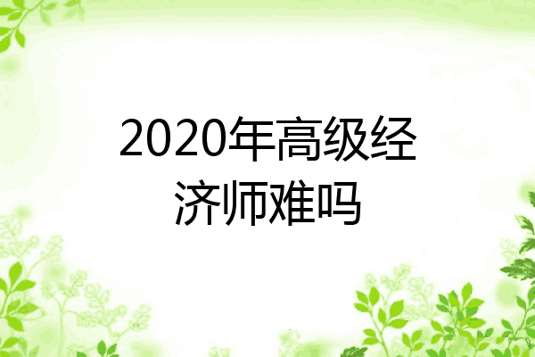 2020年高级经济师难吗