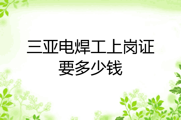 三亚电焊工上岗证要多少钱