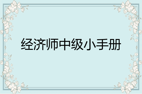 经济师中级小手册