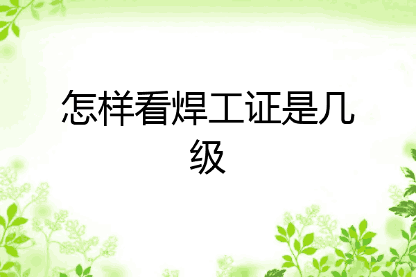 怎样看焊工证是几级