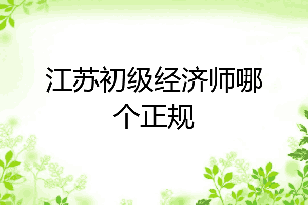 江苏初级经济师哪个正规