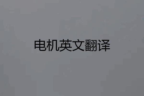电机英文翻译