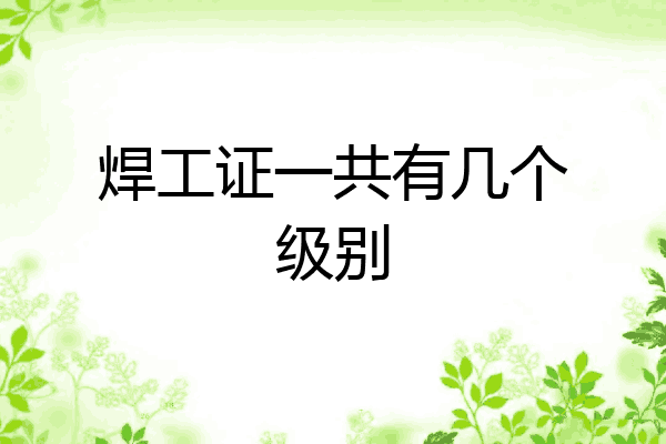 焊工证一共有几个级别