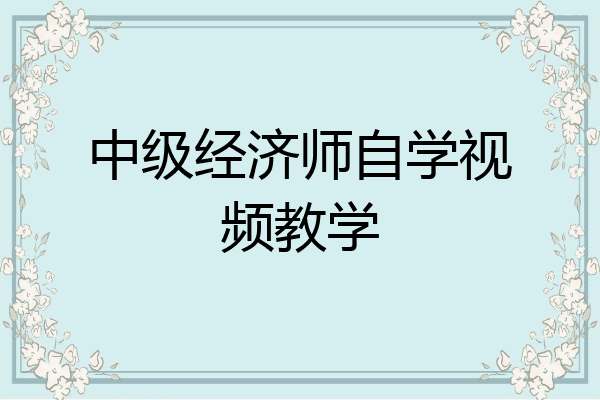 中级经济师自学视频教学