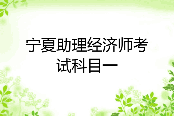 宁夏助理经济师考试科目一