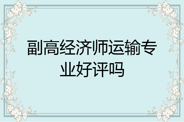 副高经济师运输专业好评吗