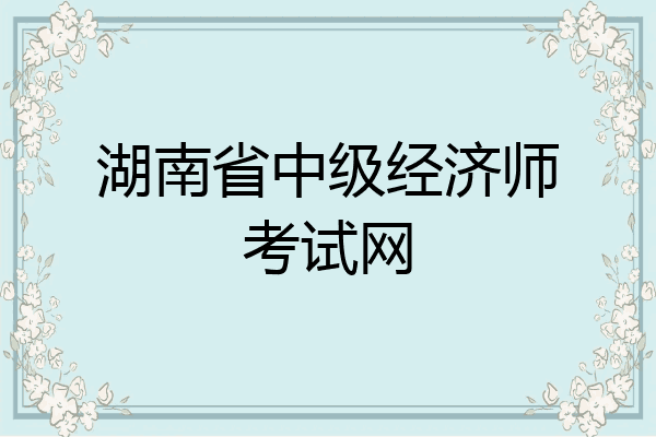 湖南省中级经济师考试网