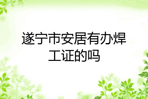 遂宁市安居有办焊工证的吗