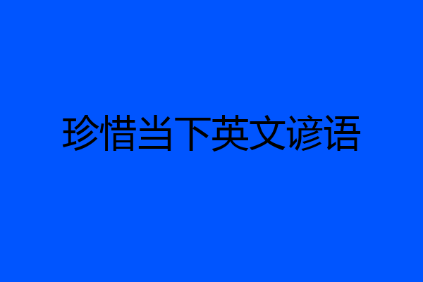 珍惜当下英文谚语
