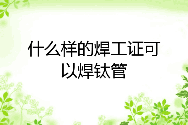 什么样的焊工证可以焊钛管