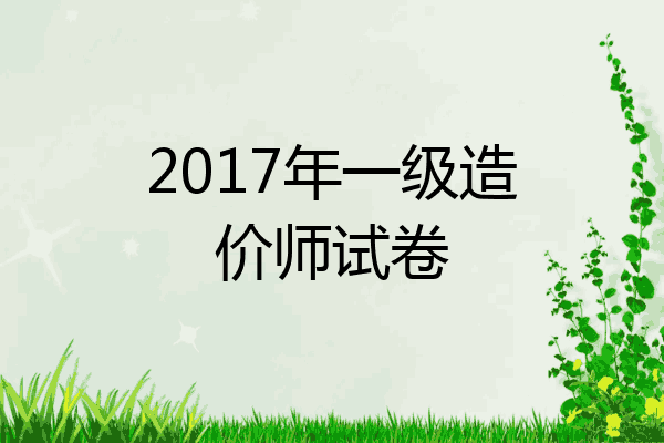2017年一级造价师试卷