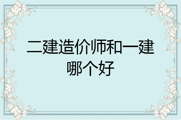 二建造价师和一建哪个好