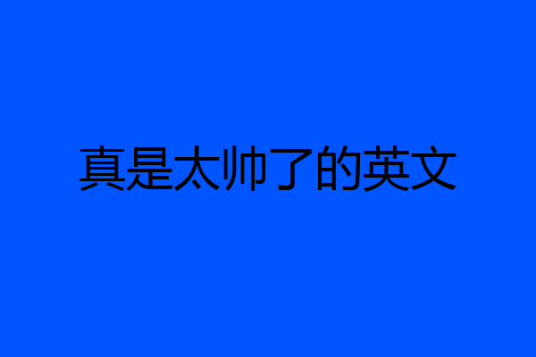真是太帅了的英文